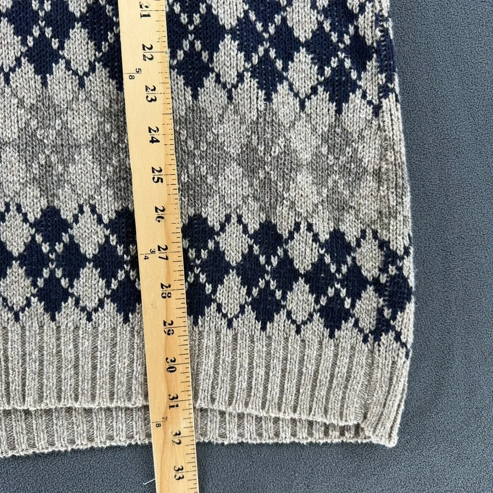 Vintage SCANDIA Argyle Cotton Knit Sweater Mens L Made In USA 80s 90s Grandpa